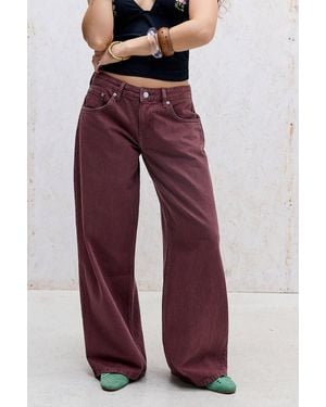 Motel Burgundy Low Rise Roomy Jeans 28 At Urban Outfitters - Red