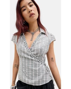 Kimchi Blue Dora Wrap Blouse - Grey