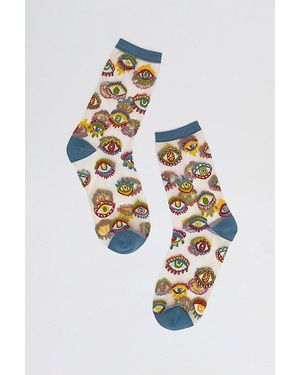 Sock Candy Evil Eye Sheer Sock - White