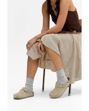 Birkenstock Faded Khaki Suede Boston Clogs - Natural