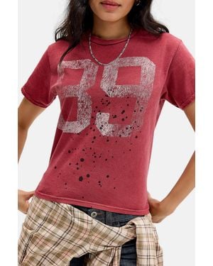 BDG 89 Paint Splat Relaxed Graphic Tee - Red