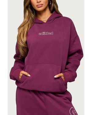 Edikted Living Embroidered Hoodie - Purple