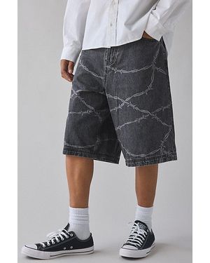 BDG Astro Barbed Wire Baggy Denim Jort - Gray