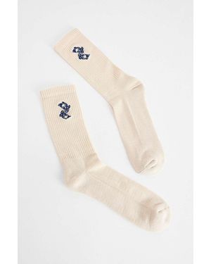 Urban Outfitters Uo Ecru Koi Embroidered Socks - White