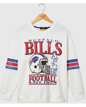 Junk Food Nfl Oversized Striped Fleece Top - White