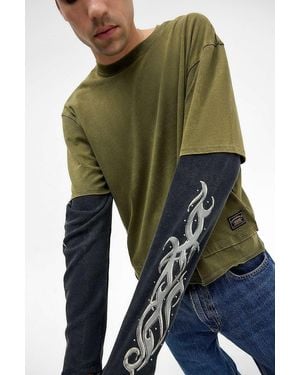 Guess Jeans Olive Double Layered T-shirt - Green