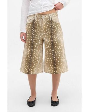 The Ragged Priest Brown Fawn Print Jorts - Natural
