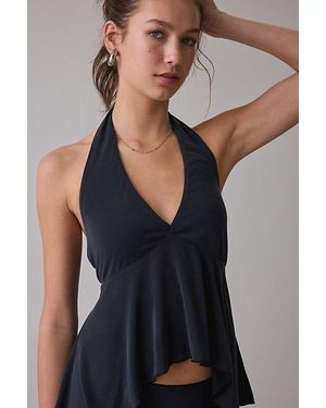 Kimchi Blue Mckenzie High-Low Babydoll Halter Top - Black
