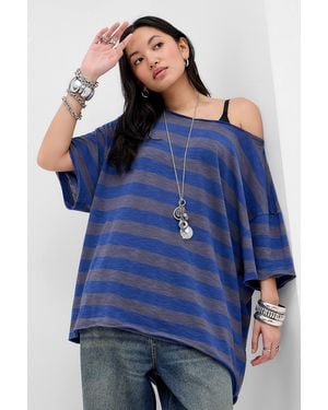 BDG Kurt Off-shoulder Short Sleeve T-shirt - Blue