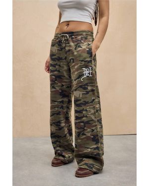 Ed Hardy Uo Exclusive Camo Wide Leg Joggers Xs At Urban Outfitters - Multicolour