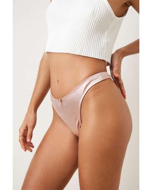 Out From Under Tanga aus glänzendem satin - Braun