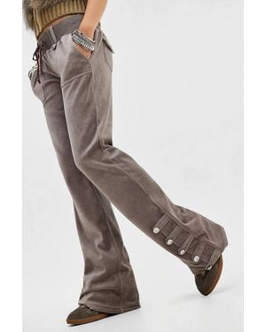 Jaded London Cavalier Utility Velour Trousers - Grey