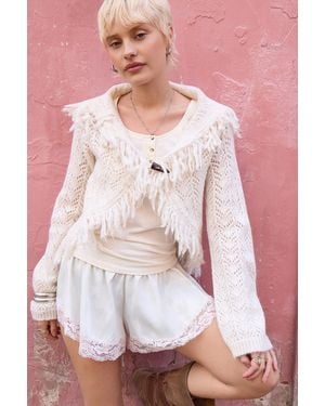 Urban Outfitters Uo Fringed Cardigan - Pink