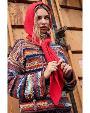 Urban Outfitters Uo Philippa Hooded Knit Scarf - Red