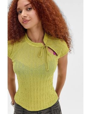 Silence + Noise Silence + Noise Aysha Textured Keyhole Top - Yellow