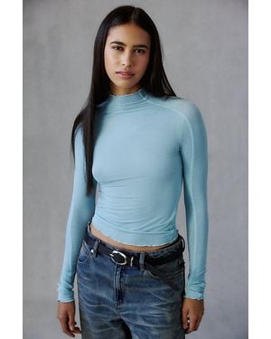 Out From Under Dusk 'Til Dawn Mockneck Long Sleeve Tee - Blue