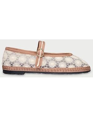 Flabelus Pierre Sun Flower Lace Mary Jane Shoe - White