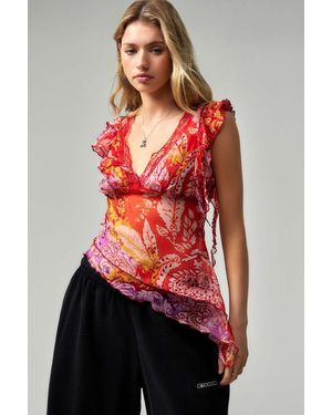 Kimchi Blue Jenny Asymmetric Blouse - Red