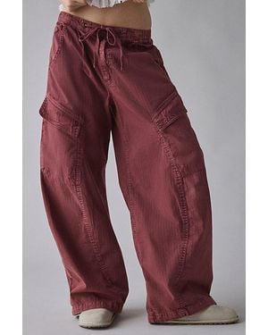 BDG Station Cocoon Baggy Barrel Leg Cargo Pant - Red