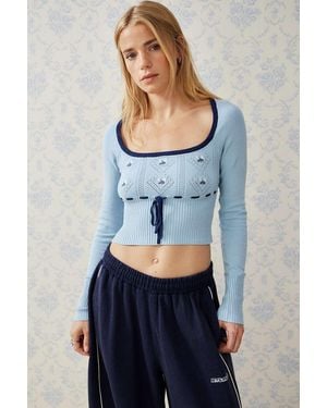 Kimchi Blue Edison Pointelle Top - Blue