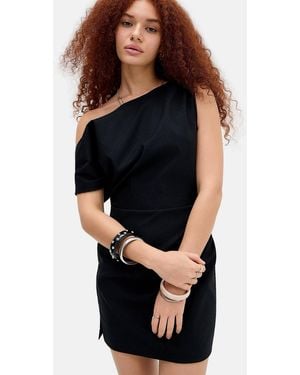 Urban Outfitters Uo Ribbed Bengaline Drape Mini Dress - Blue