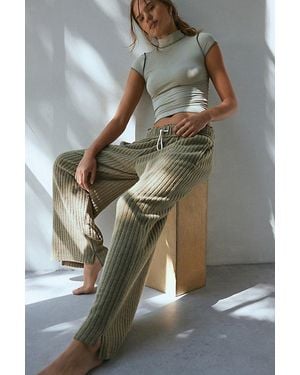 Out From Under Brushed Ribbed Wide Leg Sweatpants - Green