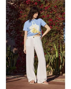 BDG Kayla Lowrider Linen Trousers - White