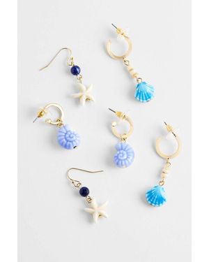 Silence + Noise Silence + Noise Blue Shell Gem Earrings 3-pack