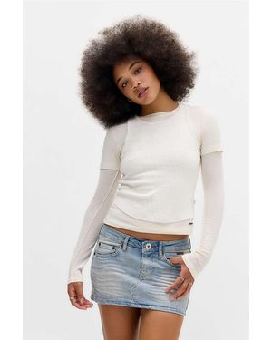 BDG Ultimate Denim Mini Skirt - White