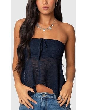 Edikted Embroidered Sheer Strapless Top - Blue