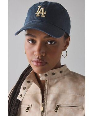 Mitchell & Ness Mlb Los Angeles Dodgers Leather Dad Hat - Blue
