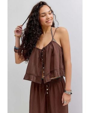 Out From Under Voile Strappy Cami Top - Brown
