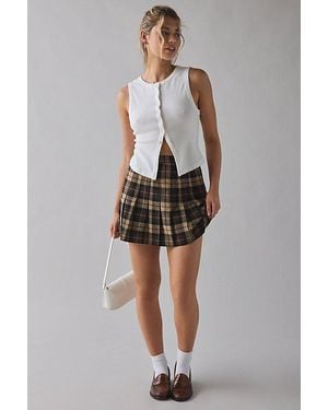Vintage & ReMADE by UO Vintage By Uo Plaid Mini Skirt - Natural