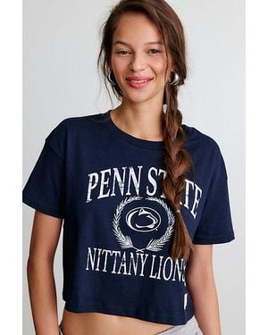 Mitchell & Ness Ncaa Mascot Graphic Boxy Cropped Tee - Blue