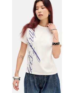 iets frans... ... Script Relaxed Graphic Tee - White