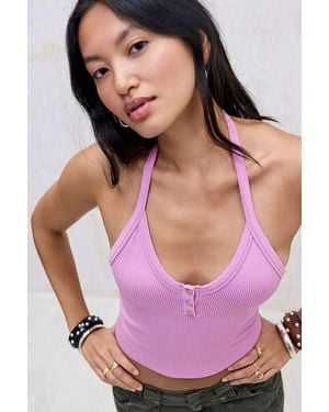 Out From Under Andi Halter Button Seamless Cami - Pink