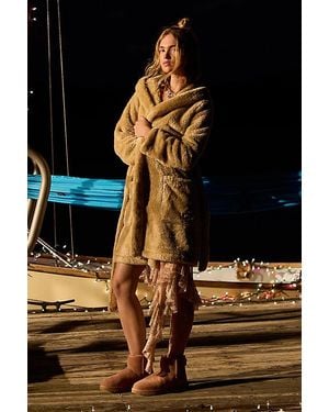 UGG Aarti Plush Fleece Hooded Robe - Black