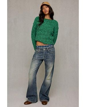 BDG Spruce Textured Knit Boatneck Sweater - Green