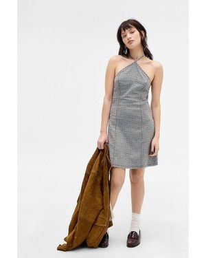 Urban Outfitters Uo Riley Y-neck Mini Dress - Blue