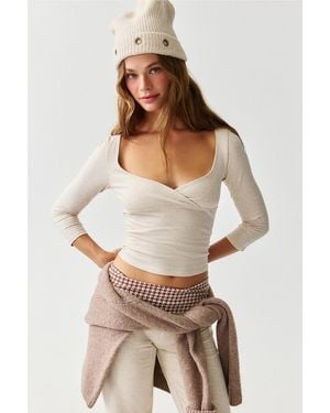 Out From Under Bec Surplice 3/4 Sleeve Top - Natural