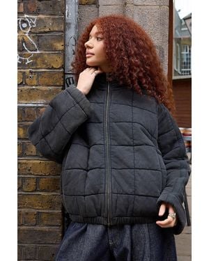 BDG Travis Quilted Bomber Jacket - Grey