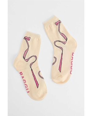 BAGGU Pink Bow Socks - Natural