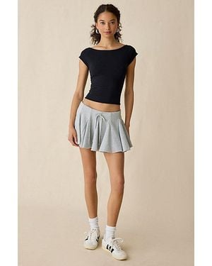 Kimchi Blue Nessa Godet Pleated Sweat Mini Skort - Natural