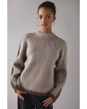 Obey Aura Colourblock Crew Neck Pullover Sweater - Brown