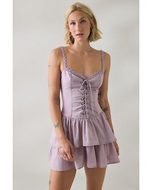 BDG Sweet Talker Lace Trim Corset Mini Dress - Purple