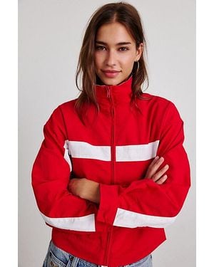 Lioness Essential Zip-Up Windbreaker Jacket - Red