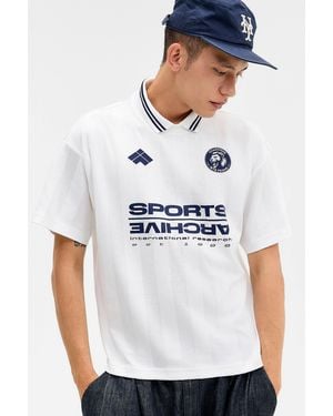 iets frans... Stripe Football Polo Shirt - White