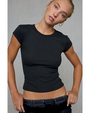 BDG Off-Duty Ribbed Crew Neck Short Sleeve Tee - Black