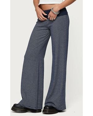 Edikted Amarna Striped Fold Over Pants - Blue