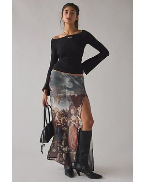Kimchi Blue High Heavens Sheer Mesh Low-Rise Maxi Skirt - Brown